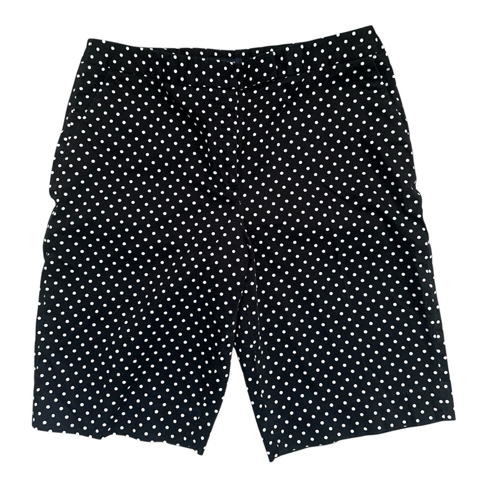 Jones New York Stretch Golf Shorts Black & White Polka Dot Size 12